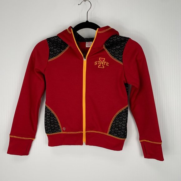 Colosseum Jacket Girls Medium M 7/8 Iowa State State Cyclones Full Zip Hood Red